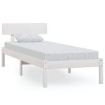 Cadru de pat single, alb, 90×190 cm, lemn masiv de pin
