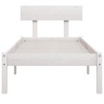 Cadru de pat single, alb, 90×190 cm, lemn masiv de pin