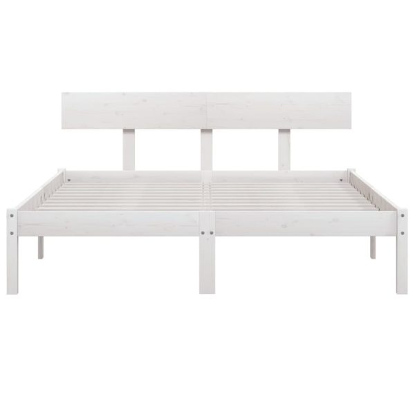 Cadru de pat mic dublu, alb, 120×190 cm, lemn masiv