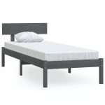 Cadru de pat, gri, 100×200 cm, lemn masiv de pin