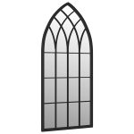 Oglindă de grădină, negru, 70×30 cm, fier, uz exterior