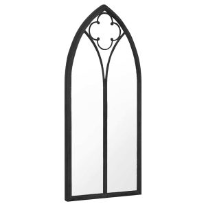 Oglindă de grădină, negru, 100×45 cm, fier, uz exterior