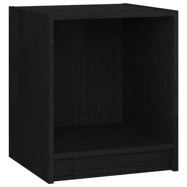 Noptieră, negru, 35,5×33,5×41,5 cm, lemn masiv de pin