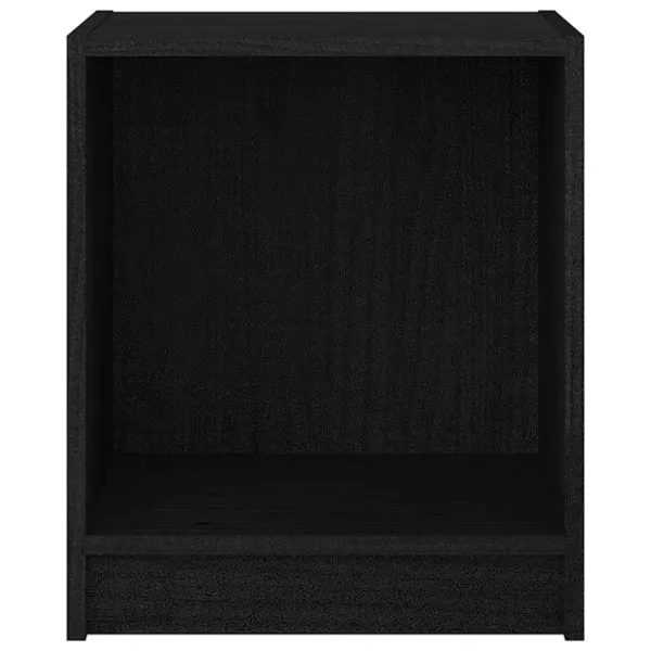 Noptieră, negru, 35,5×33,5×41,5 cm, lemn masiv de pin