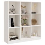 Bibliotecă/Separator cameră alb 104×33,5×110 cm lemn masiv pin