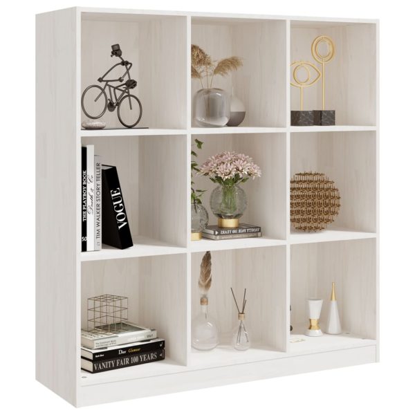Bibliotecă/Separator cameră alb 104×33,5×110 cm lemn masiv pin