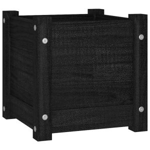 Jardinieră de grădină, negru, 31x31x31 cm, lemn masiv de pin