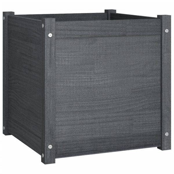 Jardiniere de grădină 2 buc. gri 50x50x50 cm lemn masiv de pin