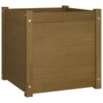 Jardiniere grădină 2 buc maro miere 50x50x50 cm lemn masiv pin