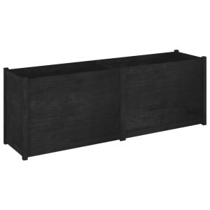 Jardinieră de grădină, negru, 200x50x70 cm, lemn masiv de pin
