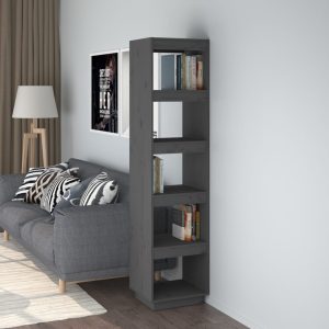 Bibliotecă/Separator cameră gri 40x35x167 cm lemn masiv de pin