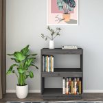 Bibliotecă, gri, 60x35x71 cm, lemn masiv de pin