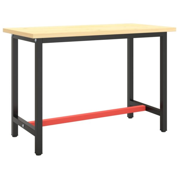 Cadru banc de lucru, negru mat/roșu mat, 110x50x79 cm, metal