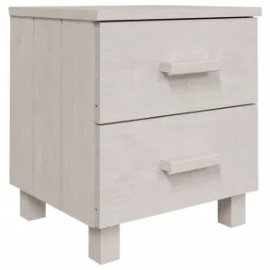Noptiera „HAMAR”, alb, 40x35x44,5 cm, lemn masiv de pin