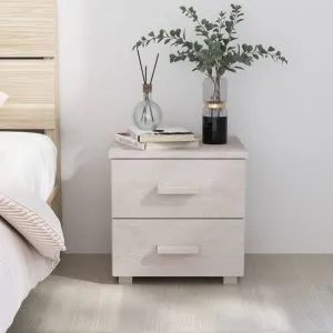 Noptiera „HAMAR”, alb, 40x35x44,5 cm, lemn masiv de pin
