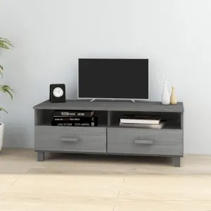 Dulap TV „HAMAR”, gri închis, 106x40x40 cm, lemn masiv de pin