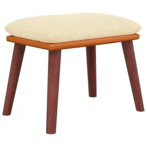 Taburet, crem, 45×29,5×35 cm, textil & piele ecologică