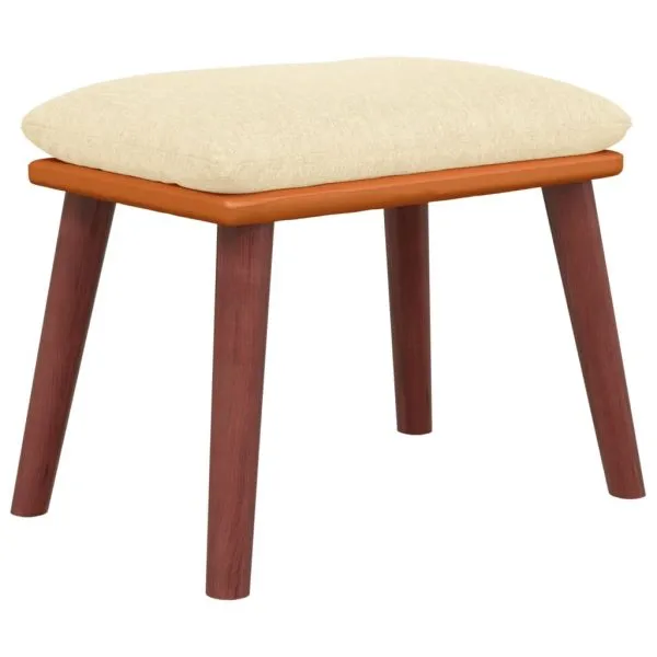 Taburet, crem, 45×29,5×35 cm, textil & piele ecologică