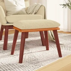 Taburet, crem, 45×29,5×35 cm, textil & piele ecologică