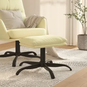 Taburet, crem, 60x60x36 cm, piele ecologică