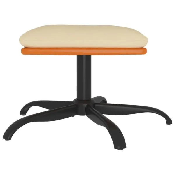 Taburet, crem, 60x60x36 cm, textil și piele ecologică