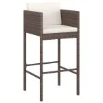 Set mobilier bar de grădină cu perne, 5 piese, maro, poliratan