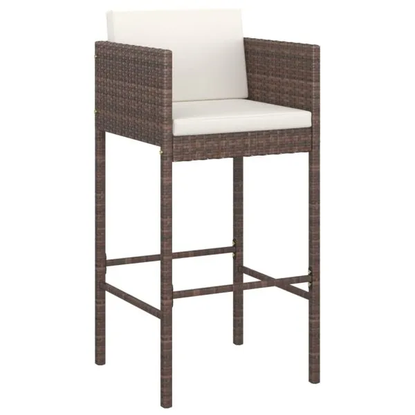 Set mobilier bar de grădină cu perne, 5 piese, maro, poliratan