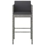 Set mobilier bar de grădină cu perne, 5 piese, gri, poliratan