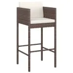 Set mobilier bar de grădină cu perne, 5 piese, maro, poliratan
