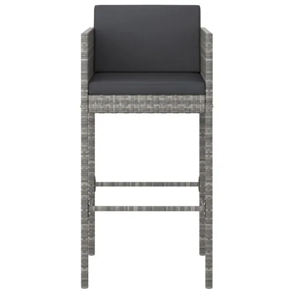 Set mobilier bar de grădină cu perne, 5 piese, gri, poliratan