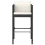 Set mobilier bar de grădină cu perne, 7 piese, negru, poliratan