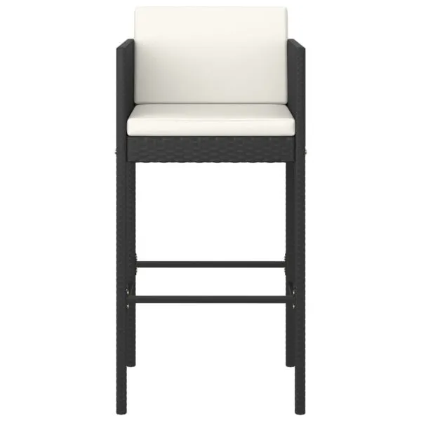 Set mobilier bar de grădină cu perne, 7 piese, negru, poliratan
