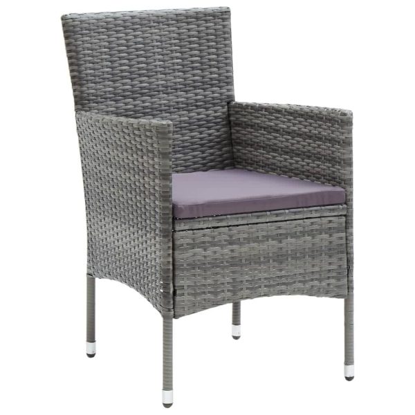 Set mobilier de grădină cu perne, 5 piese, gri, poliratan