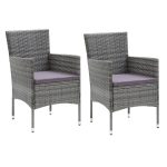 Set mobilier grădină cu perne, 3 piese, gri, poliratan