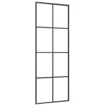 Ușă glisantă, negru, 76×205 cm, sticlă ESG și aluminiu