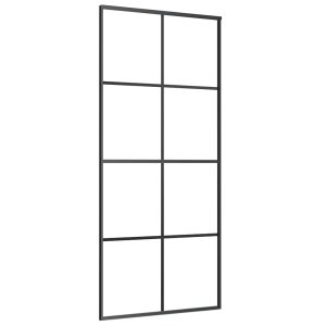 Ușă glisantă, negru, 90×205 cm, sticlă ESG și aluminiu