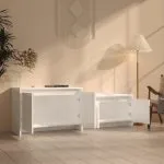 Comodă TV, alb extralucios, 146,5x35x50 cm, PAL