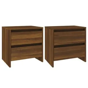 Noptiere, 2 buc., stejar maro, 45×34,5×44,5 cm, lemn prelucrat