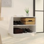 Dulap pantofi, alb, 60x34x45 cm, lemn masiv de pin