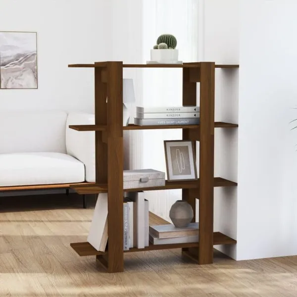 Bibliotecă/Separator cameră, stejar maro, 100x30x123,5 cm