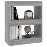 Bibliotecă/Separator cameră, gri sonoma, 60x30x72 cm, PAL