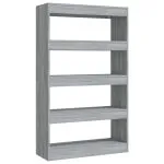 Bibliotecă/Separator cameră, gri sonoma, 80x30x135 cm, PAL
