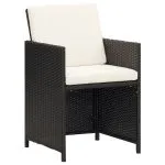 Set mobilier de grădină cu perne, 9 piese, negru, poliratan