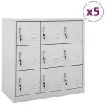 Dulapuri vestiar 5 buc. gri deschis 90x45x92,5 cm oțel