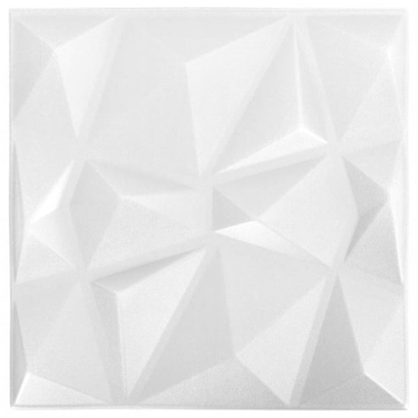 Panouri de perete 3D 24 buc. alb 50×50 cm model diamant 6 m²