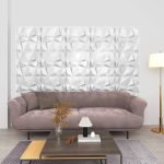 Panouri de perete 3D 24 buc. alb 50×50 cm model diamant 6 m²