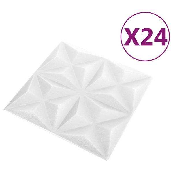 Panouri de perete 3D 24 buc. alb 50×50 cm model origami 6 m²