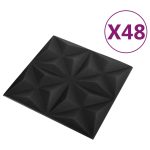 Panouri de perete 3D 48 buc. negru 50×50 cm model origami 12 m²
