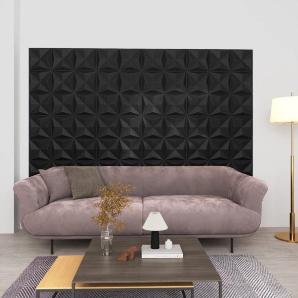 Panouri de perete 3D 48 buc. negru 50×50 cm model origami 12 m²