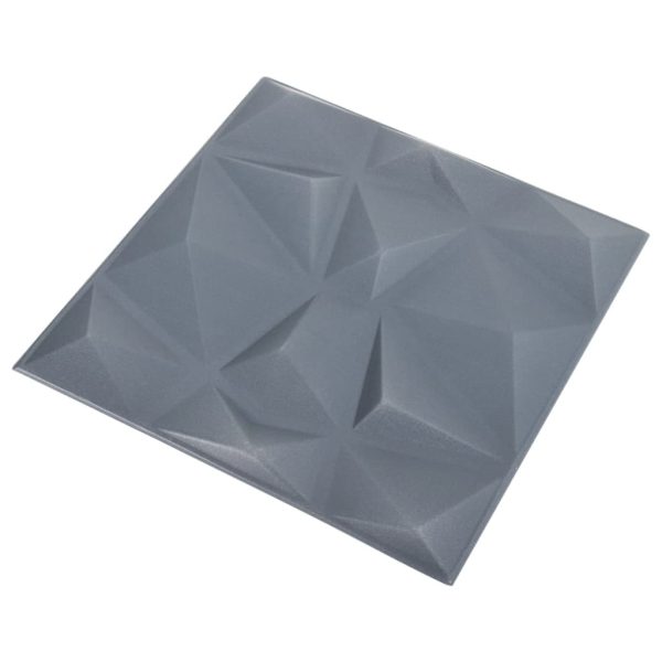 Panouri de perete 3D 12 buc. gri 50×50 cm model diamant 3 m²